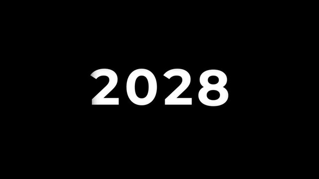 Animation of a digital year counter from 1998 to 2028 overlay on a black background. Futuristic timeline dashboard UI element, time passing and historical progress concept.