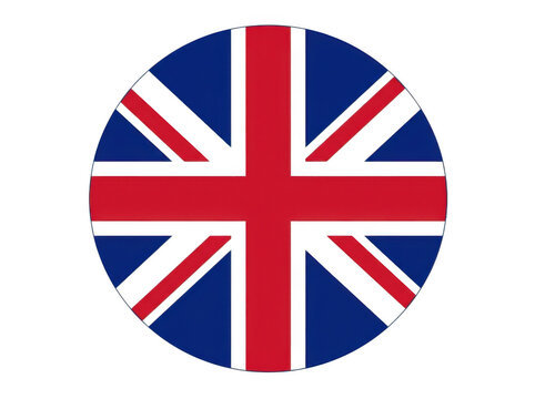 Circular icon featuring the union jack flag of the united kingdom, isolated on transparent background