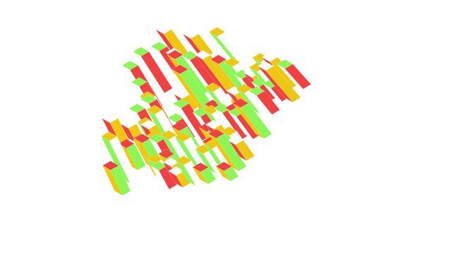 Vibrant colorful vertical blocks arranged in a floating geometric pattern for professional business data visualization concepts