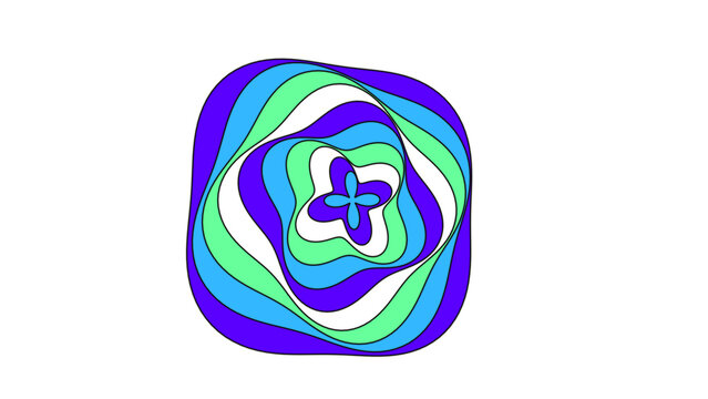 Abstract wave pattern with blue and green liquid shapes moving in a continuous flowing motion