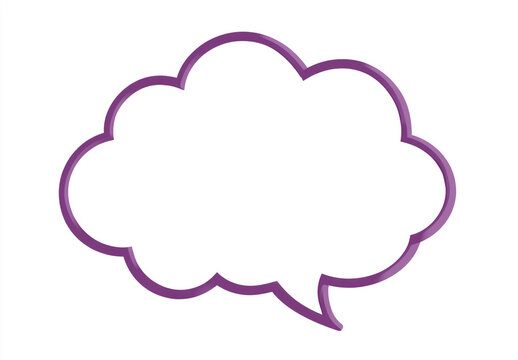Purple outline speech bubble icon for chat and message