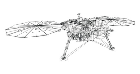 Mars lander wireframe illustration. Vector © cherezoff