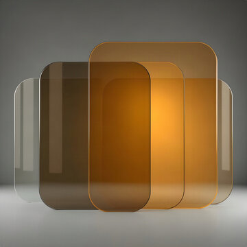 Smoked Architectural Glass Panels with Champagne Reflections Luxury Abstract Background