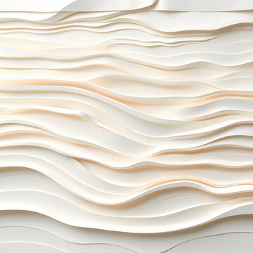 Layered Handmade Paper Relief in Warm Ivory and Sand with Deep Sculptural Shadows