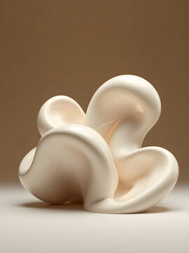 Alabaster Ivory Liquid Sculptural Forms with Soft Champagne Reflections Abstract Background