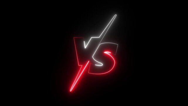 VS versus bars neon animated versus vs bars with black background ,Animation of glowing neon versus text .neon lines and black background ,4k motion graphic animation