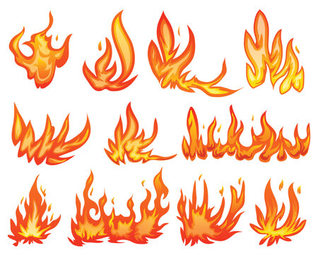 Fire Flame Elements Collection Vector Illustration