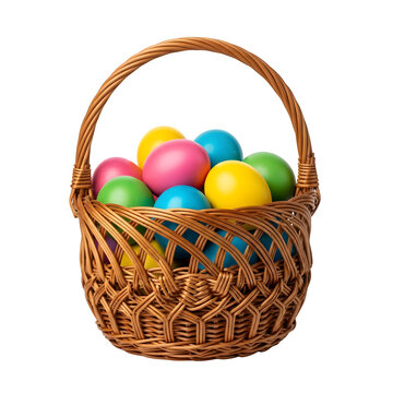 Basket filled with colorful easter eggs