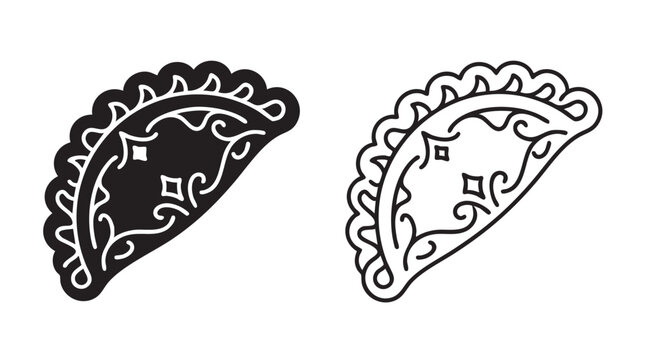 empanada pastry icon set, vector illustration