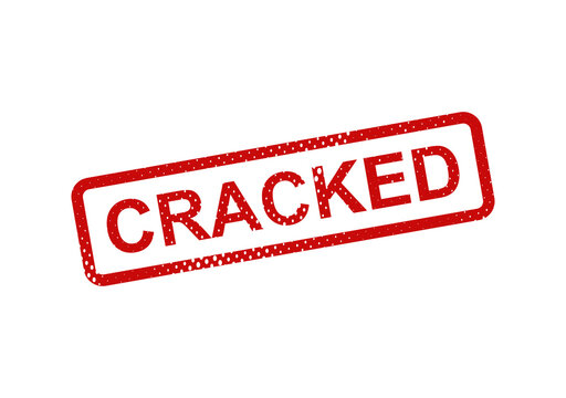 Red cracked stamp with bold text illustration
