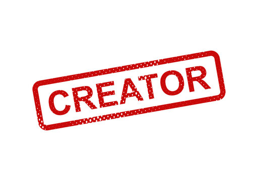 Red creator stamp on transparent background illustration