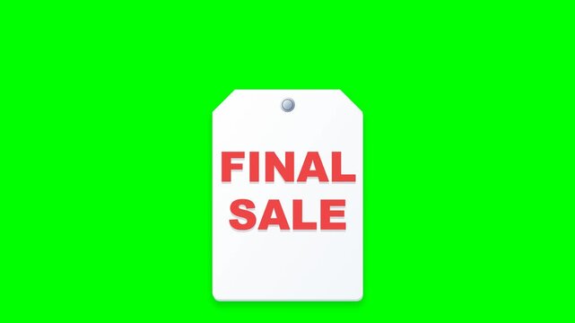 Final sale tag on green screen background for marketing promotion and customer acquisition