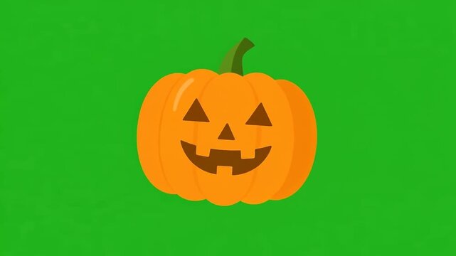 Halloween pumpkin pattern over green background