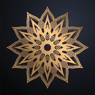 Elegant Decorative Bronze Gold Mandala Background Featuring Layered Leaf Petals Teardrop Loops Starburst Peaks And Premium Ornamental Artwork
