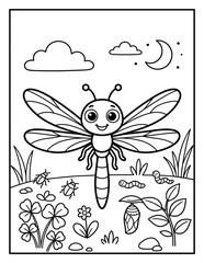 Obraz premium Insect Coloring Page for Kids | Printable Insect Coloring Sheet for Kids