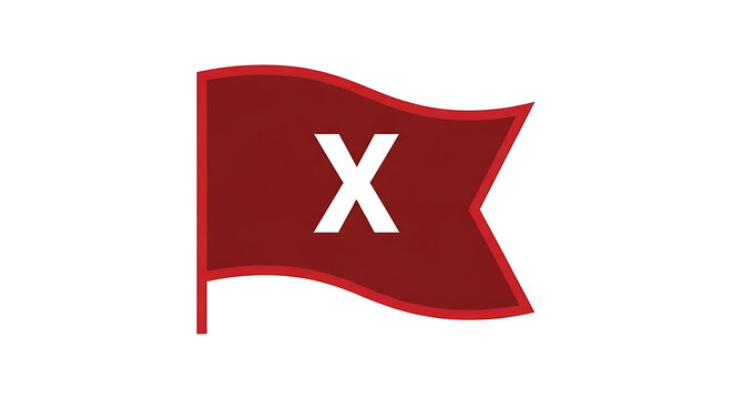 Red pennant flag with a white letter 'X' on a white background, symbolizing a marker, exclusion, cancellation, or a wrong answer