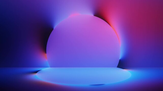 Rounded gradient disc glowing in colorful abstract seamless loop