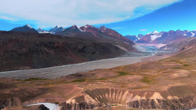 Stunning Drone Landscape of the Mountains Near Chandratal Lake Surrounded by Rugged Rocky Peaks, Barren Slopes, Deep Spiti Valleys and Untouched Himalayan Wilderness