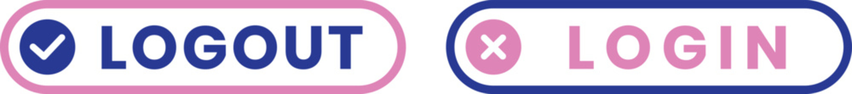 Logout login button icons with check and cross