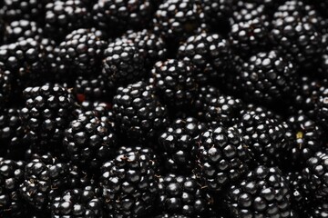 Heap of ripe tasty blackberries as background, closeup © New Africa