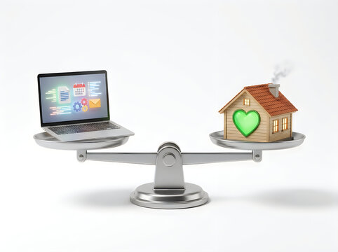 Laptop balanced with house on scale