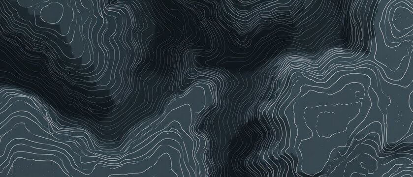 Intricate abstract topographic map contour lines on dark grey backdrop with topography abstract geography navigation geometric background elevation cartography technical illustration