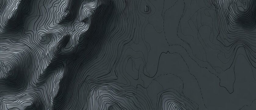 Detailed abstract topographic map contour lines in dark grey tones with topography abstract geography navigation geometric background elevation cartography technical illustration