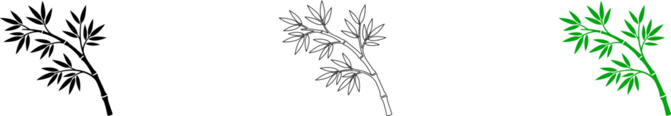 Obraz premium Simple black and white botanical plant illustrations isolated on transparent background, Vector