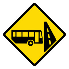 Yellow diamond bus lane or priority vehicle route warning road sign vector illustration © MS Graphics