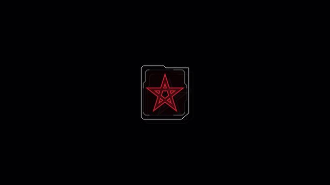 Minimalist red star emblem icon on dark background.
