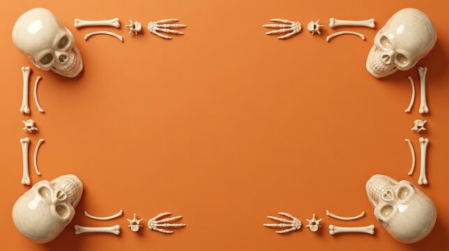 Human skeleton illustration in four poses