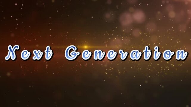 Blue text animation with glowing particles moving across a dark background with video blue typography transition template sparkle shimmer with graphic