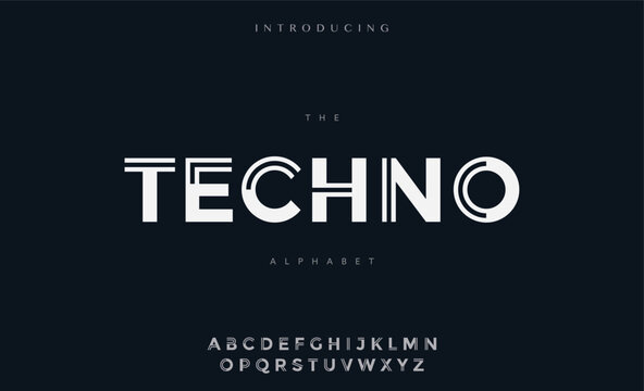 Techno Futuristic Geometric Display Font, Modern Digital Typeface with Clean Innovative Lettering for Technology, Gaming, Cyberpunk, Logo, Branding, Poster, Web, App and Creative Graphic Design