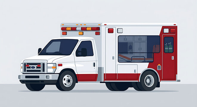 Modern Ambulance Emergency Medical Transport Vehicle for Healthcare and Rescue