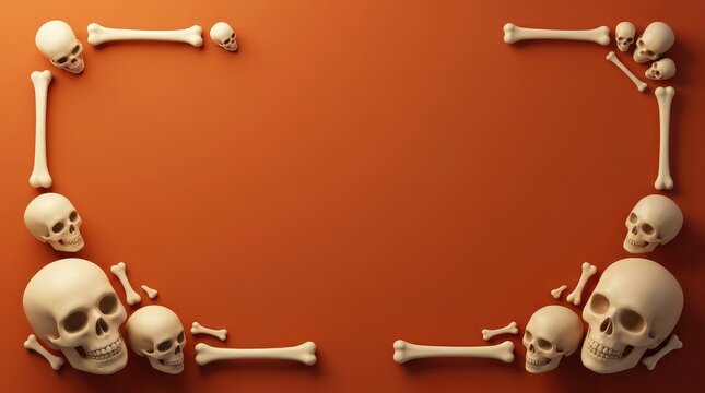 Creepy skeleton bones forming a frame