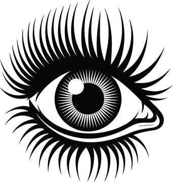 Detailed human eye icon with long eyelashes for beauty and makeup branding.