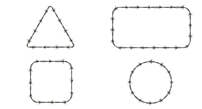Set of hand drawn sketch geometric shapes including triangle rectangle square and circle with small arrow markers on black outline strokes