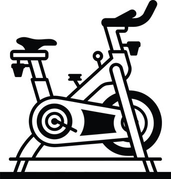 Indoor spin bike icon for fitness training and cardiovascular workout exercise equipment design.