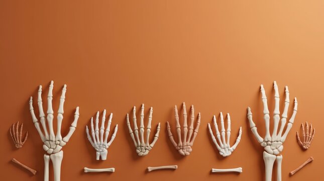 Animated human hand skeleton waving sequence