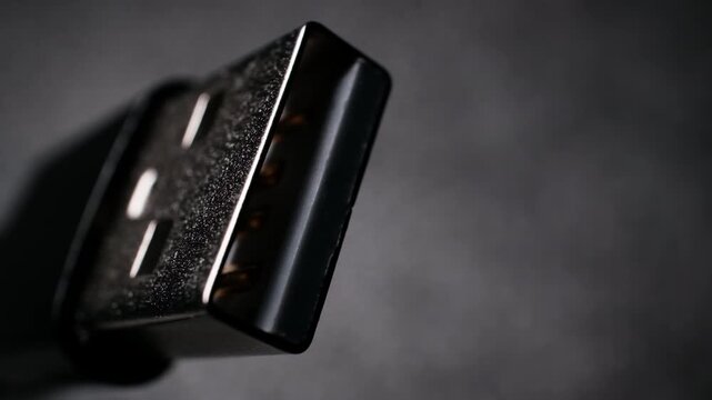 Black USB Type-A Cable Plug Lighting Up Technology Video