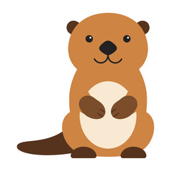 Cute cartoon beaver with brown fur sitting upright © Sumi's Art