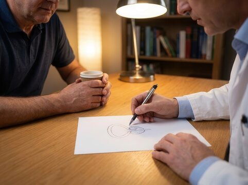A doctor explains the process of prostate inflammation to a patient