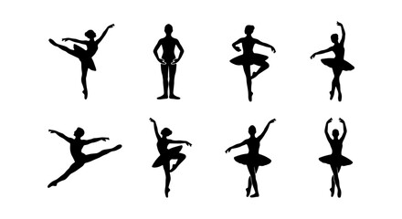 Ballet Dancer Silhouettes Collection, Elegant Poses, Graceful Movement, Performance Art, Vector Icons Set © Harun