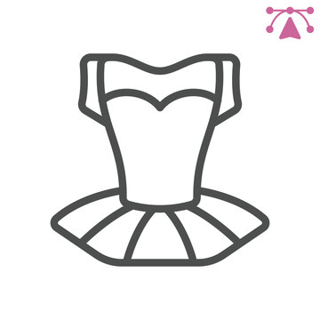 Irish dress and skirt line icon, saint patrick day concept. Vector graphics. Dance costume, dress sign and editable stroke, outline style icon for mobile or web design.