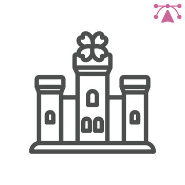 Irish castle line icon, architecture concept. Vector graphics. Medieval building sign and editable stroke, outline style icon for mobile or web design.