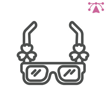 Irish sunglasses line icon, saint patrick day concept. Vector graphics. Fashion, shamrock glasses sign and editable stroke, outline style icon for mobile or web design.