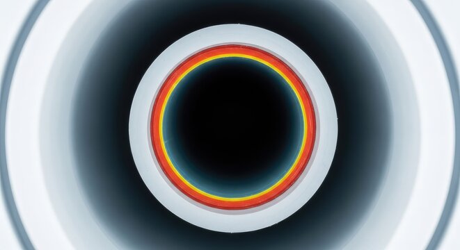 A detailed macro view of a white plastic pipe cross section highlighting its inner layers, thickness, and smooth circular industrial design, component, synthetic, technical