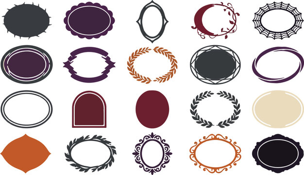 Vintage ornamental frame set, 20 elegant retro borders. Decorative vintage labels, classic shapes, antique design elements, vector graphics for labels
