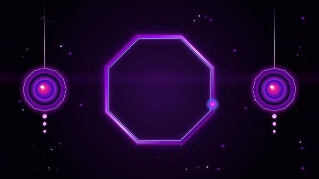 Vibrant neon purple octagonal frame with glowing circular accents, an abstract and modern illustration perfect for digital Raksha Bandhan greetings, festive backgrounds, and celebratory event designs