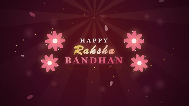 Happy Raksha Bandhan festive background with pink flowers and radial maroon gradient design